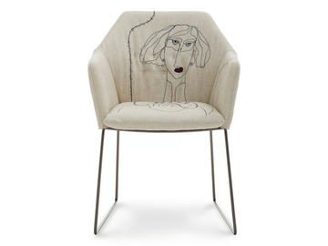 NEW YORK BY MARRAS - Sled base fabric chair with armrests by Saba Italia - view 3